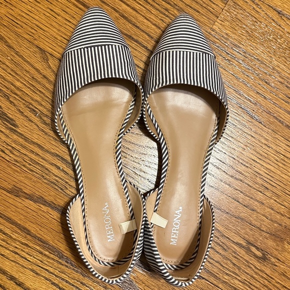 Merona Bernice D’Orsay Woven Stripe Ballet Flats Navy Ivory 7.5 - Picture 2 of 5